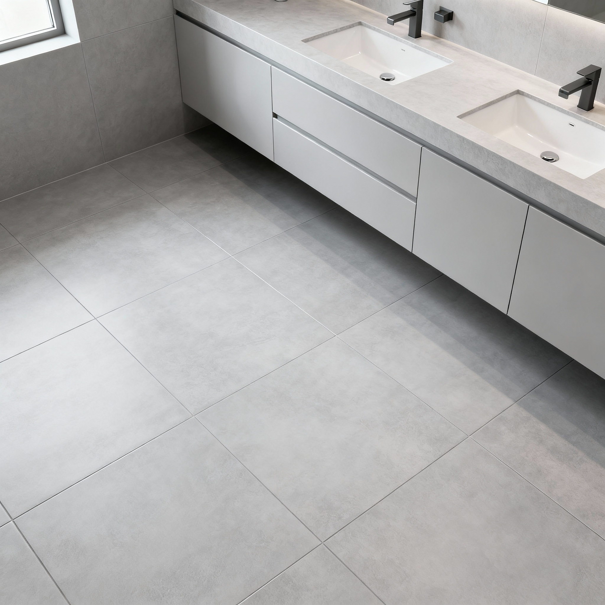 Tile flooring in residential bathroom